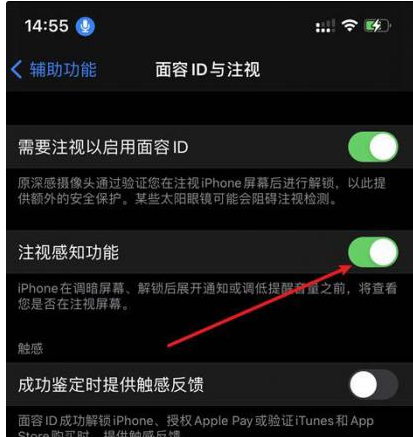 合江苹果14维修网点分享iPhone14注视感知功能有什么用 